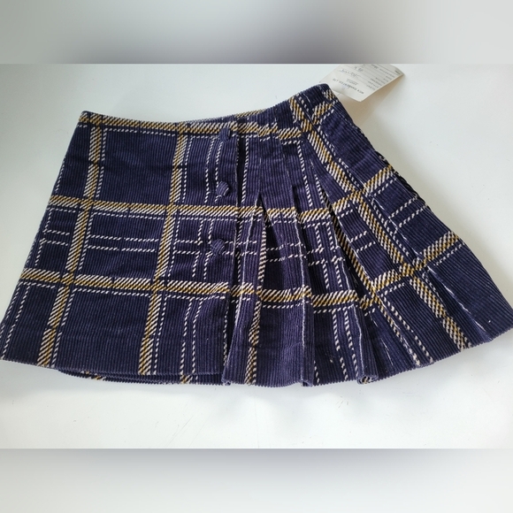 Corduroy Women's Mini Wrap Plaid Skirt W 26 in Blue - Picture 1 of 7